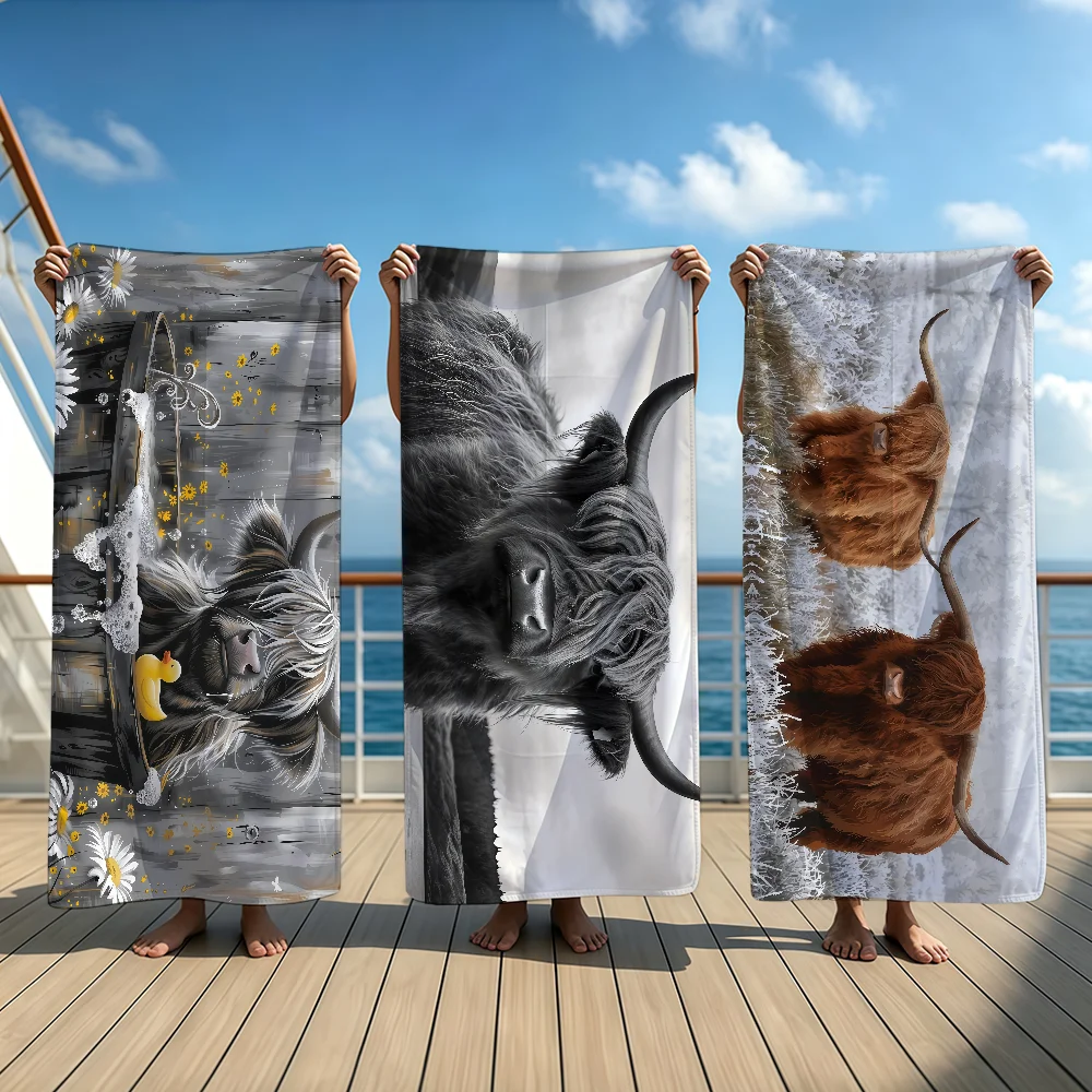 Grey Highlands Cattle Towel Beach Oversized Soft Ultra Absorbent Quick Drying Large Pool Travel Camping Bathroom