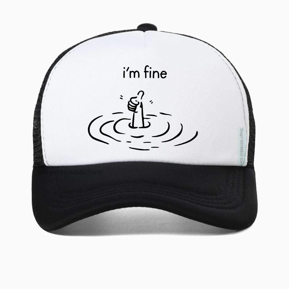 

Mens cap I'm Fine Printed Funny baseball cap Summer for Men Casual Streetwear Humor hat fashion Breathable sun snapback hats
