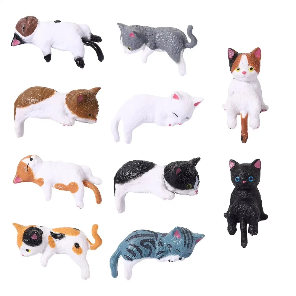 5pcs Cartoon Cat Figurines Set Resin Kitten Desk Decor for Shelf Bedroom Office Truck SUV Vehicle Dashboard Cute Home Decoration