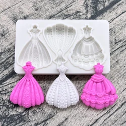 Evening Dress Skirt Silicone Sugarcraft Mold Resin Tools Cupcake Baking Mould Fondant Cake Decorating Tools