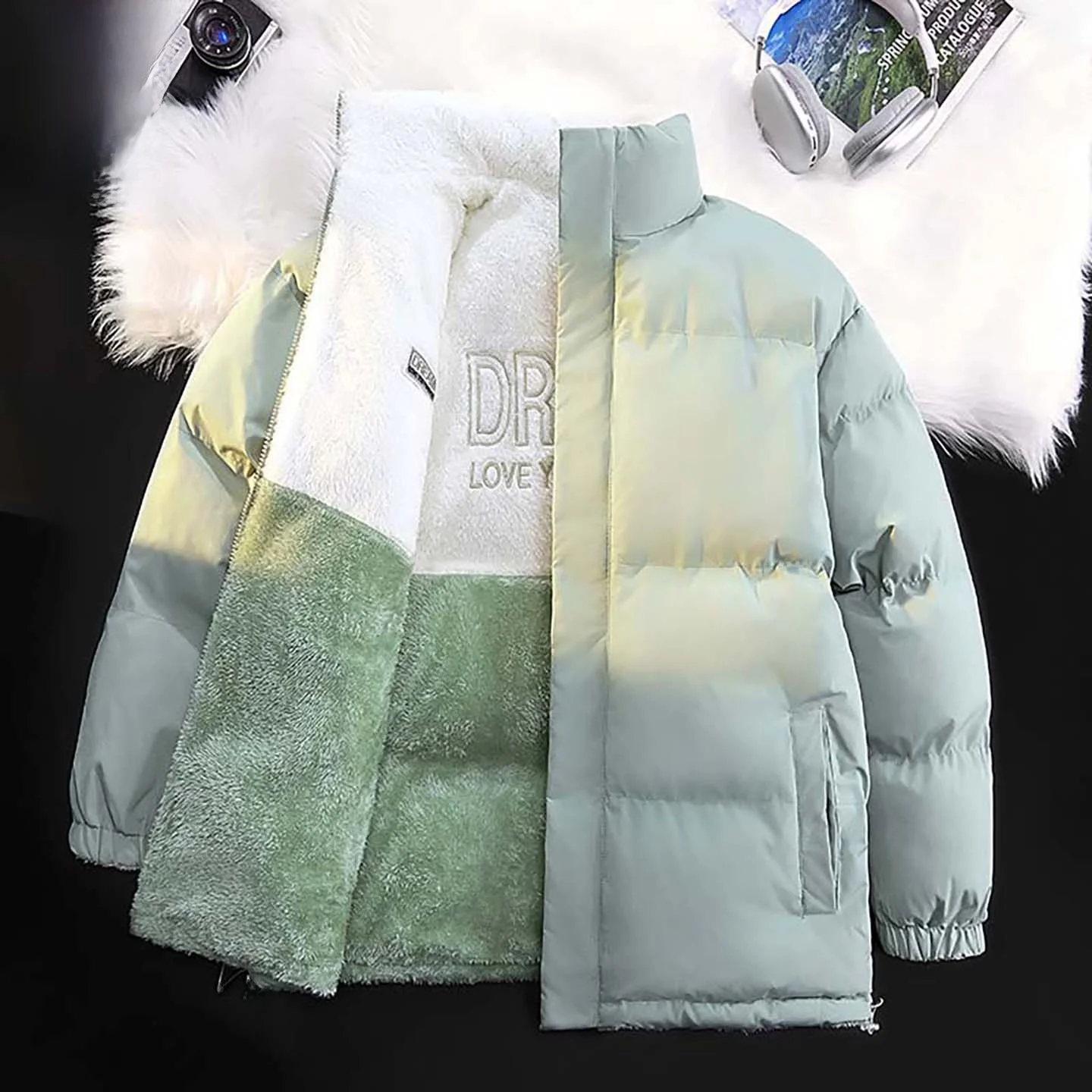 

Утепленная двусторонняя ветрозащитная куртка с воротником-стойкой из хлопка для мужчин, зимняя верхняя одежда, теплая, свободного кроя, для подростков, повседневная, модная