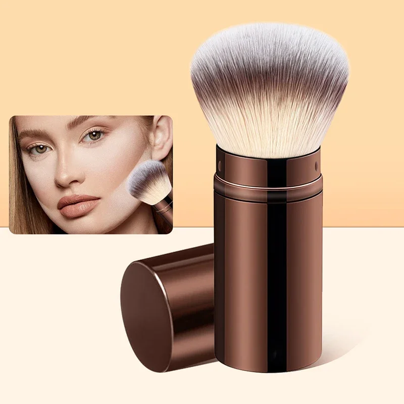 Pinceau de maquillage pour fond de teint rétractable, plat/Angle, pour poudre, Blush, noir, marron, or, correcteur, outils de maquillage portables, 1/2 pièces