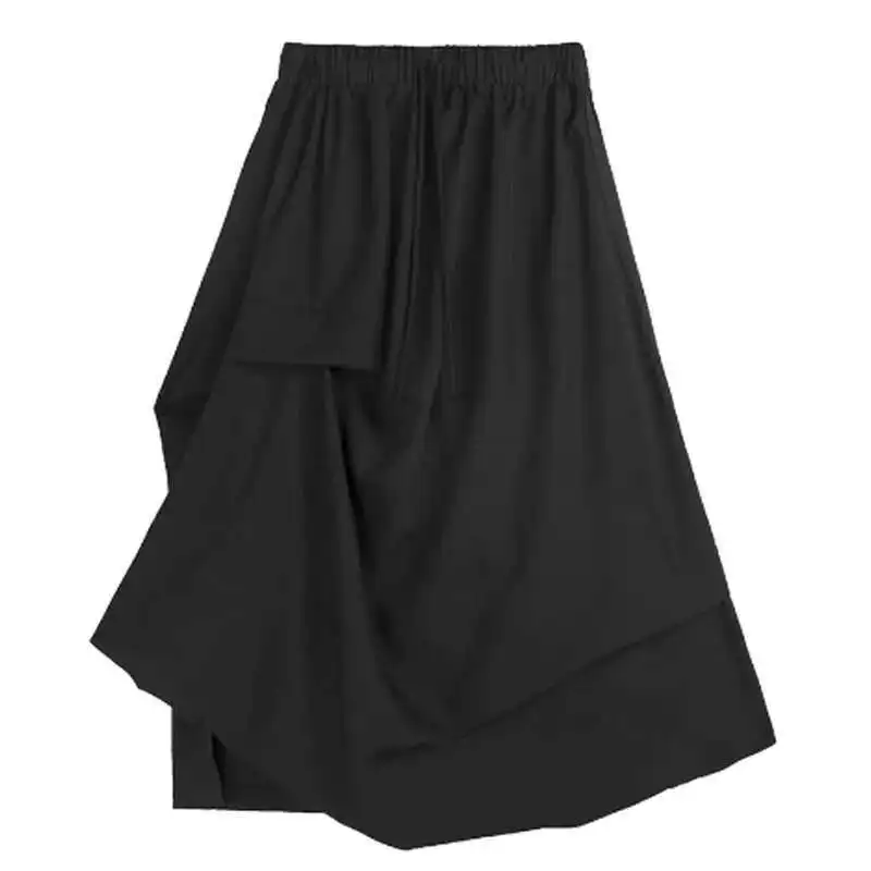 Saias Hop Homens Hip Irregular Estilo Japão Mascuo Streetwear Plissado Solto Casual Punk Gótico Kimono Calças Roupas D