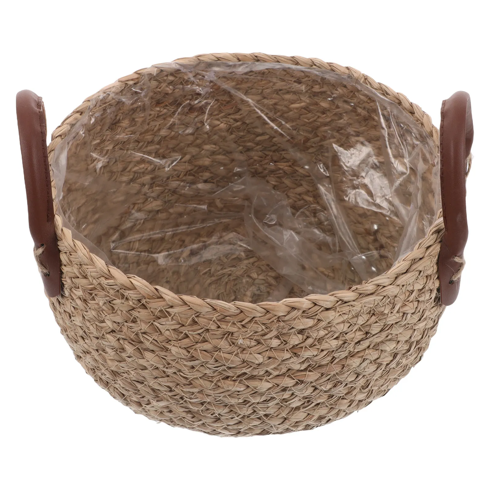 

Плетеная корзина из натуральной травы с ручкой, кашпо из морской травы для растений, контейнеры для хранения, декоративная корзина из ротанга для домашней организации