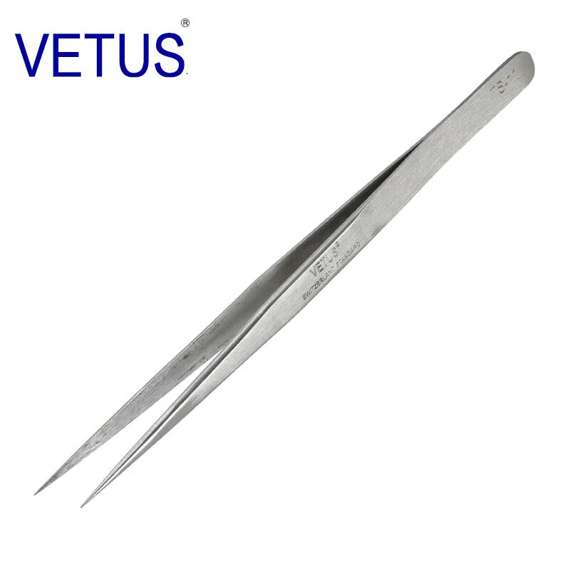 VETUS TS-11 Ultra Fine Tip Tweezers High Precision Stainless Steel for Eyelash Extension Ingrown Hair Removal