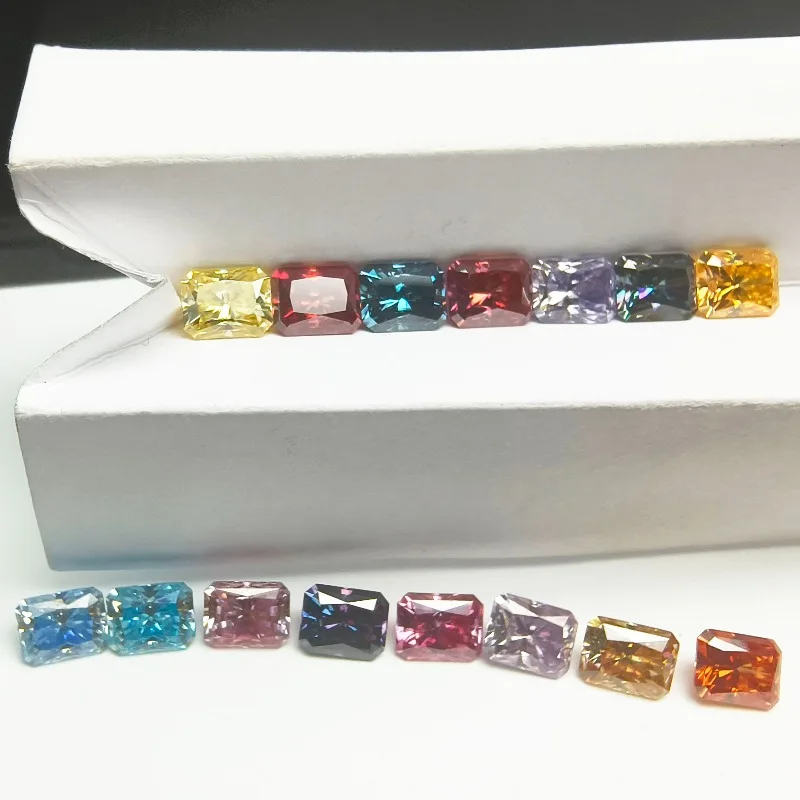 Moissanite Gemstone Radiant Cut Lemon Yellow Color Lab Grown Diamond for Diy Charms Jewelry Making Material with Certificate