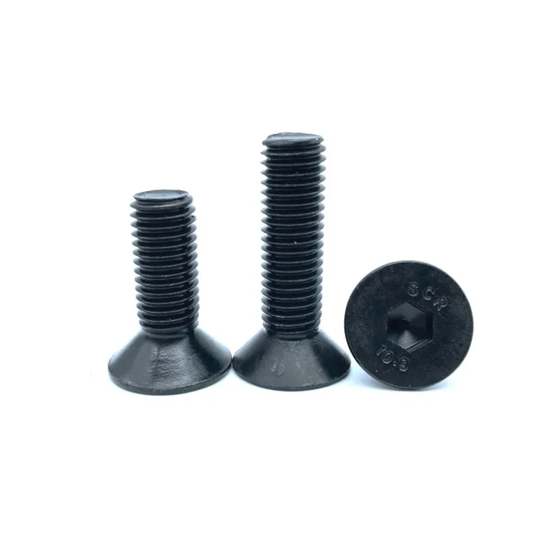 1-10pcs M6 M8 M10 M12 Flat Head Countersunk Head Black Grade 10.9 Carbon Steel Hex Head Cap Machine Screw