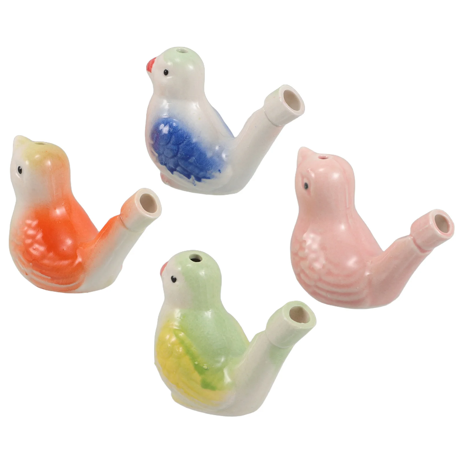 4Pcs Ceramic Bird Call Whistles Colorful Animal Shaped Portable Musical Instruments for Kids Outdoor Camping Birthday