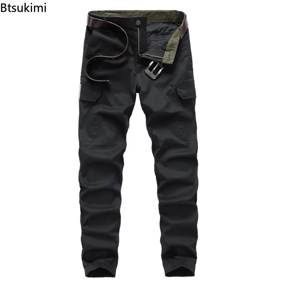 2025 New Cotton Men Cargo Pants Casual Men Tactical Joggers Cargo Multi-Pocket Fashions Solid Outdoor Mountaineering Trousers