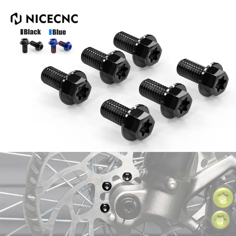 

NICECNC For Surron Light Bee X Electric Dirt Bike 6PCS Titanium Alloy M5*10 Front Brake Disc Pad Screws For Segway X160 X260