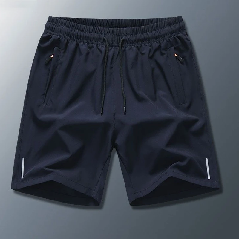 Men's Thin Ice Silk Street Casual Shorts Elastic Waist Plus Size Solid Simplicity Fashion Sports Shorts Trend Men Clothes Summen