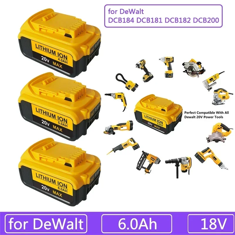 

for DeWalt 20V Battery Tools 6.0Ah DCB200 DCB184 DCB181 Replacement Li-ion Battery for DeWalt MAX XR power tool lithium Battery