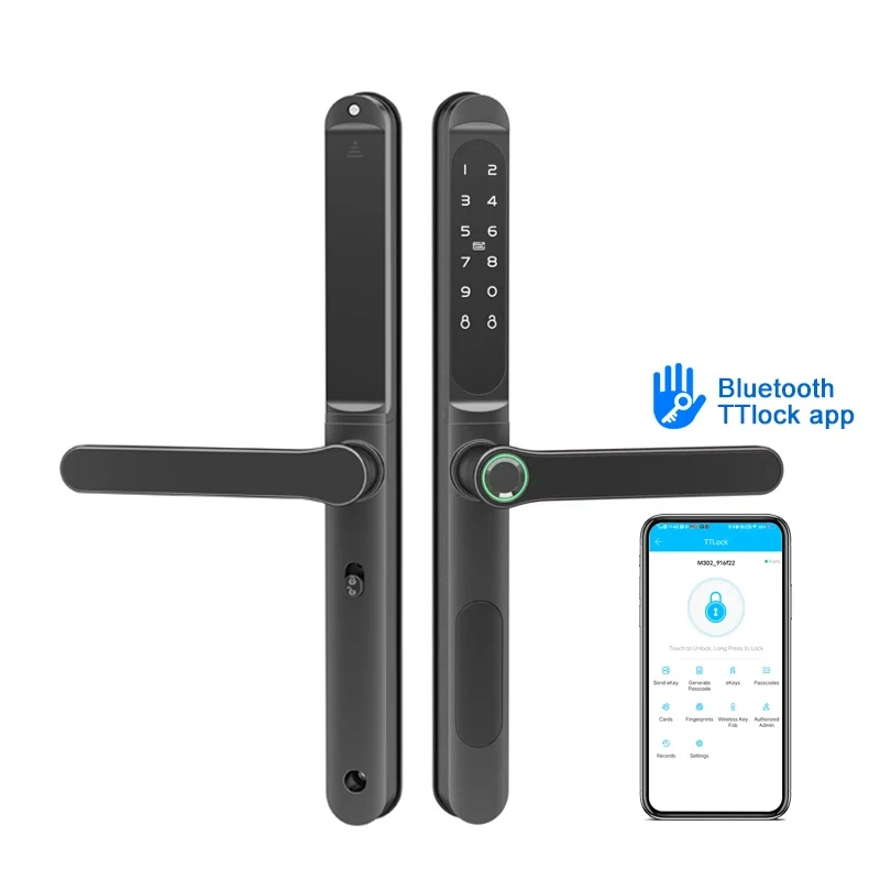 TTlock-cerradura de puerta inteligente sin llave, dispositivo de seguridad con huella Digital, contraseña, lector de tarjetas NFC, resistente al