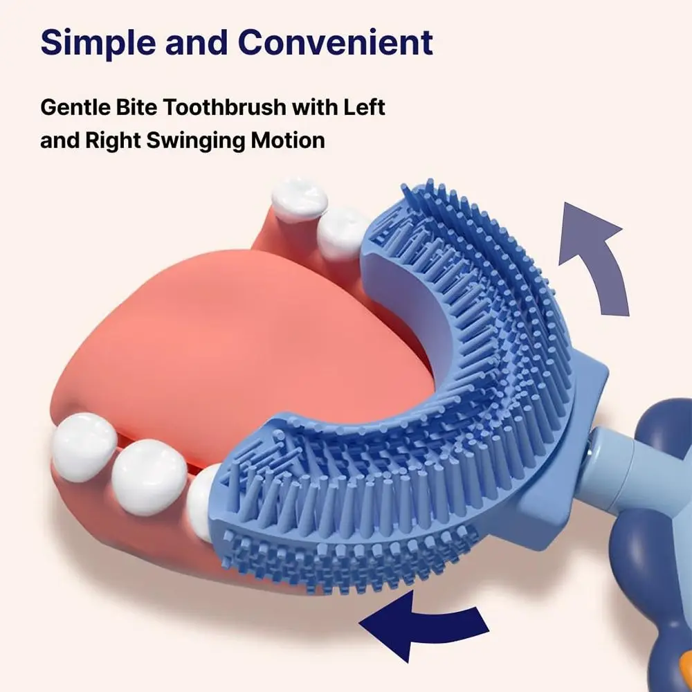 Presente dos desenhos animados em forma de u escova de dentes em forma de u macio limpeza de dentes orais leve portátil treinamento escova de dentes para