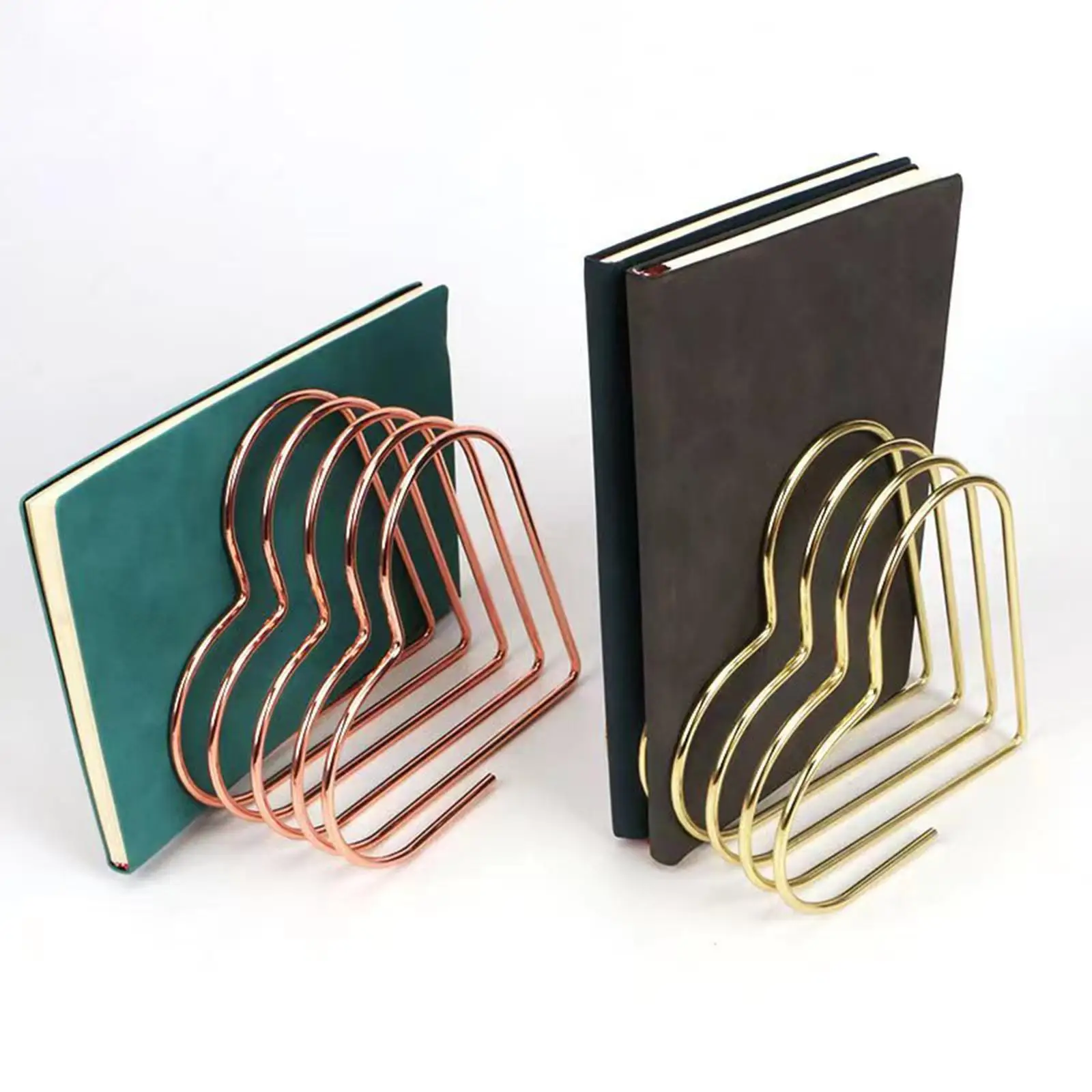 Book End Heart Shape Anti-slip Portable Multi-scenario Book Stopper Desktop File Sorter for Gift Hotel Desktop Home Table Decor