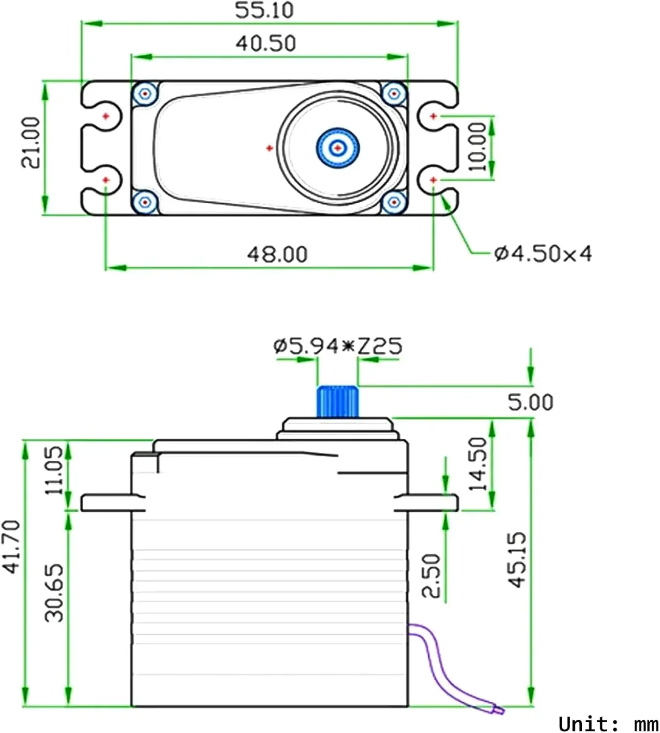 GX3255BLS 7.4V 55KG Cyfrowy serwomechanizm o wysokim momencie obrotowym w całości z metalu Bezszczotkowy silnik z przekładnią śrubową IP68 RC Robotic Servo do samochodów 1/8 1/10