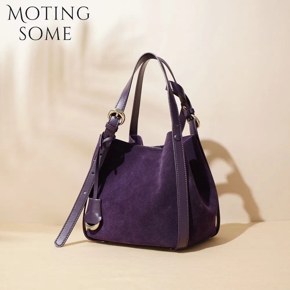 Motingsome Suede Leather Bags Women Shoulder Handbag and Purses Luxury Matte Leather Basket Bag Crossbody Mini Tote 2024 New