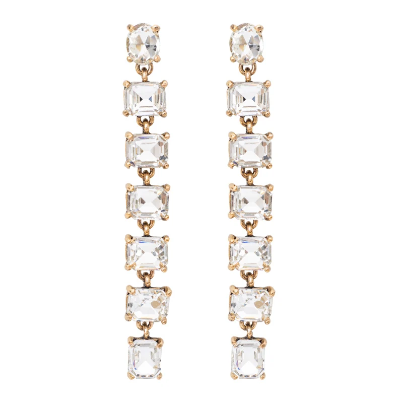 New Fashion Handmade Crystal Rhinestone Earrings Women Long Chain Alloy Bohemia Luxurious Earring Girls Jewelry Accessories