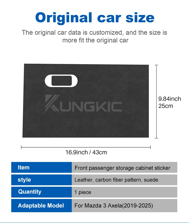 Für Mazda 3 Axela 2019 2020 2021 2022 2023 2024 2025 LHD RHD Auto Beifahrerbox Anti-Kick Wildleder Carbonfaser-Stil Schutzaufkleber – Detail 5