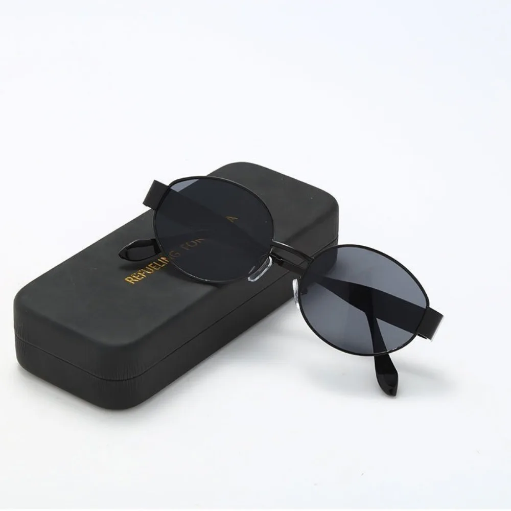 Small Oval Frame Advanced Sunglasses Spicy Girls Street Photo Shades Metal Future Style Eyewear image 3