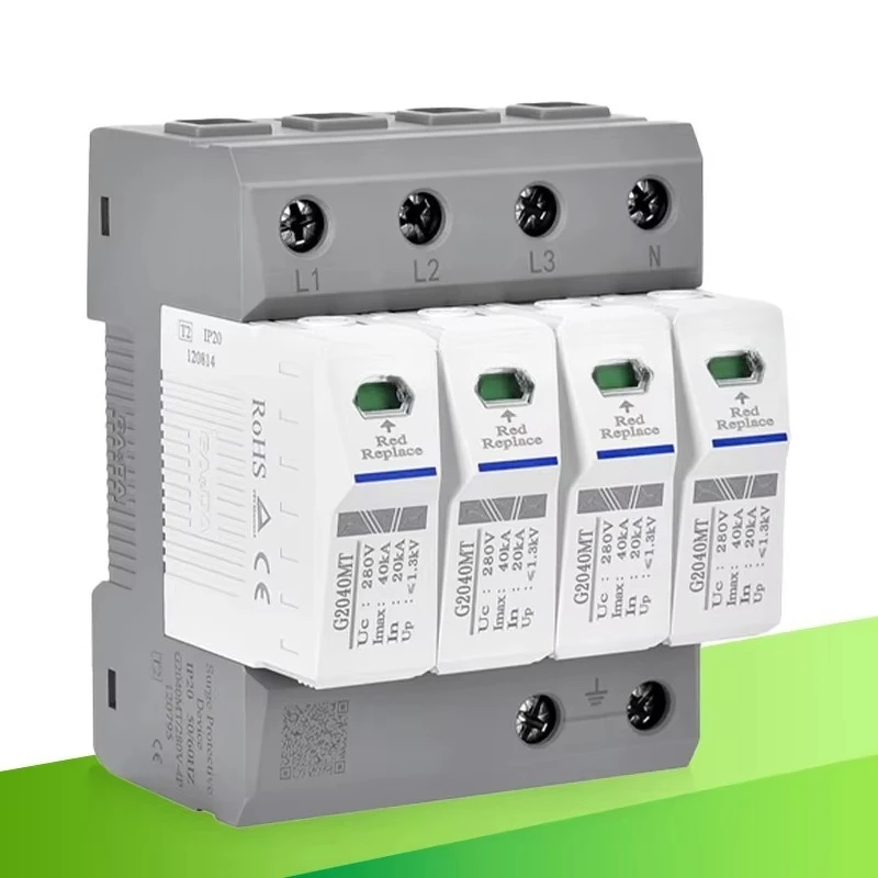 4P Type 2 AC SPD Surge Protector 20/40KA Lightning Arrester