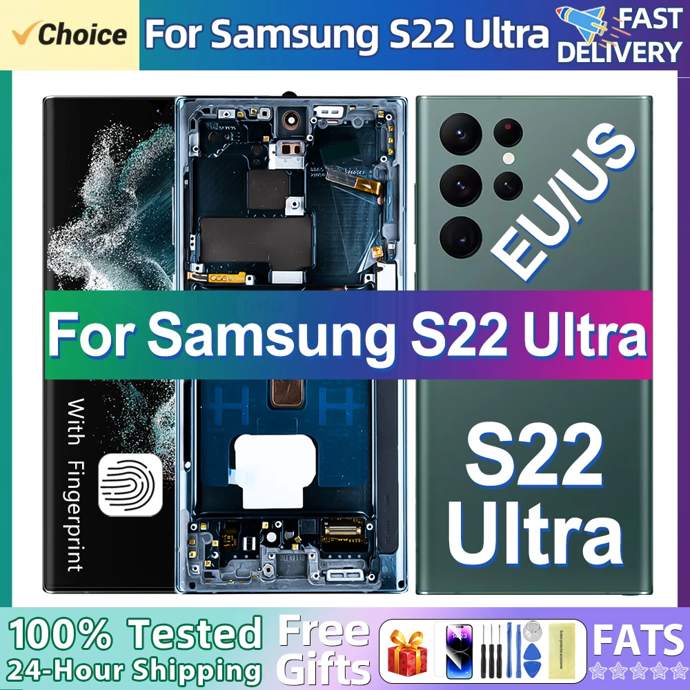 Super A+ For AMOLED For Samsung S22 Ultra 5G LCD Display Digital Touch Screen For Samsung S22 Ultra 5G LCD G908 SM-S908B