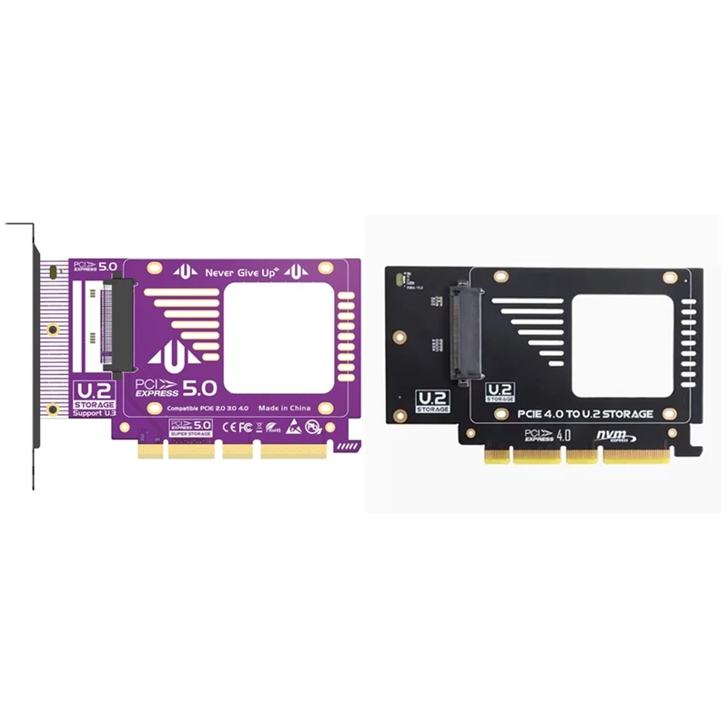 Top-Pcie To U.2(SFF-8639) Adapter, 128Gbps GEN5 U.2 SSD To PCIE X4 X8 X16 Expansion Card For Pcie 4.0/3.0/2.0