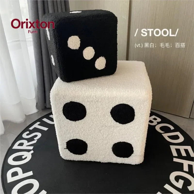 Creative Cubic Imitation Lamb Wool Funny Shoes Stool Bedroom Decorative Dices Stool Living Room Mobile Furniture Home