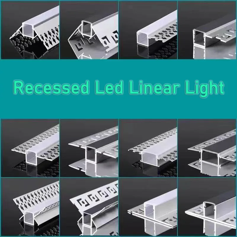 Recessed Linear Aluminum Profile Channel Diffuser for Corner Ceiling Decor Lighting Frameless Embedded Led Bar Strip Profile