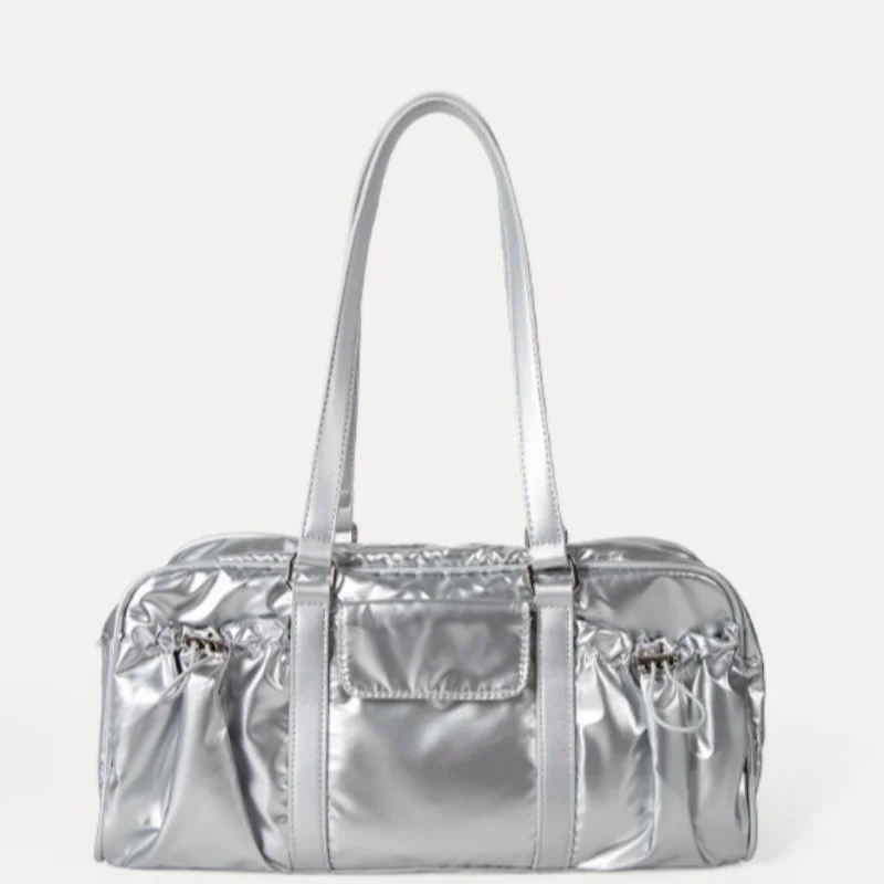 Creative Unique silver Nylon Fabric Women's Shoulder Bag Lightweight Versatile Large Capacity Commuting Shoulder Bag