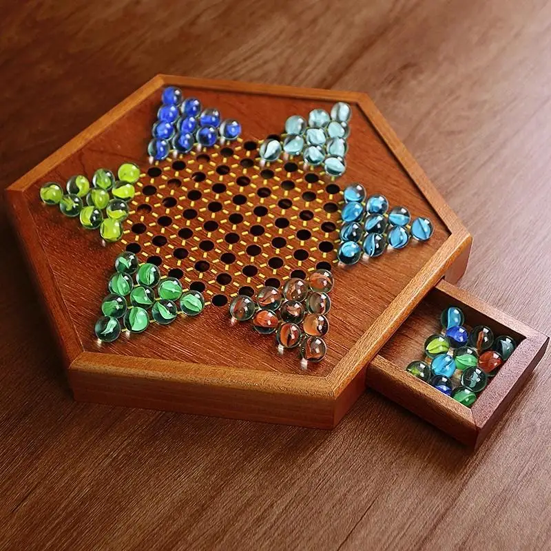 

Большая деревянная игра-абакус «Чирс», шестиугольная, с дизайном из стеклянных бусин, версия для взрослых, настольная игра с шариками Eonal