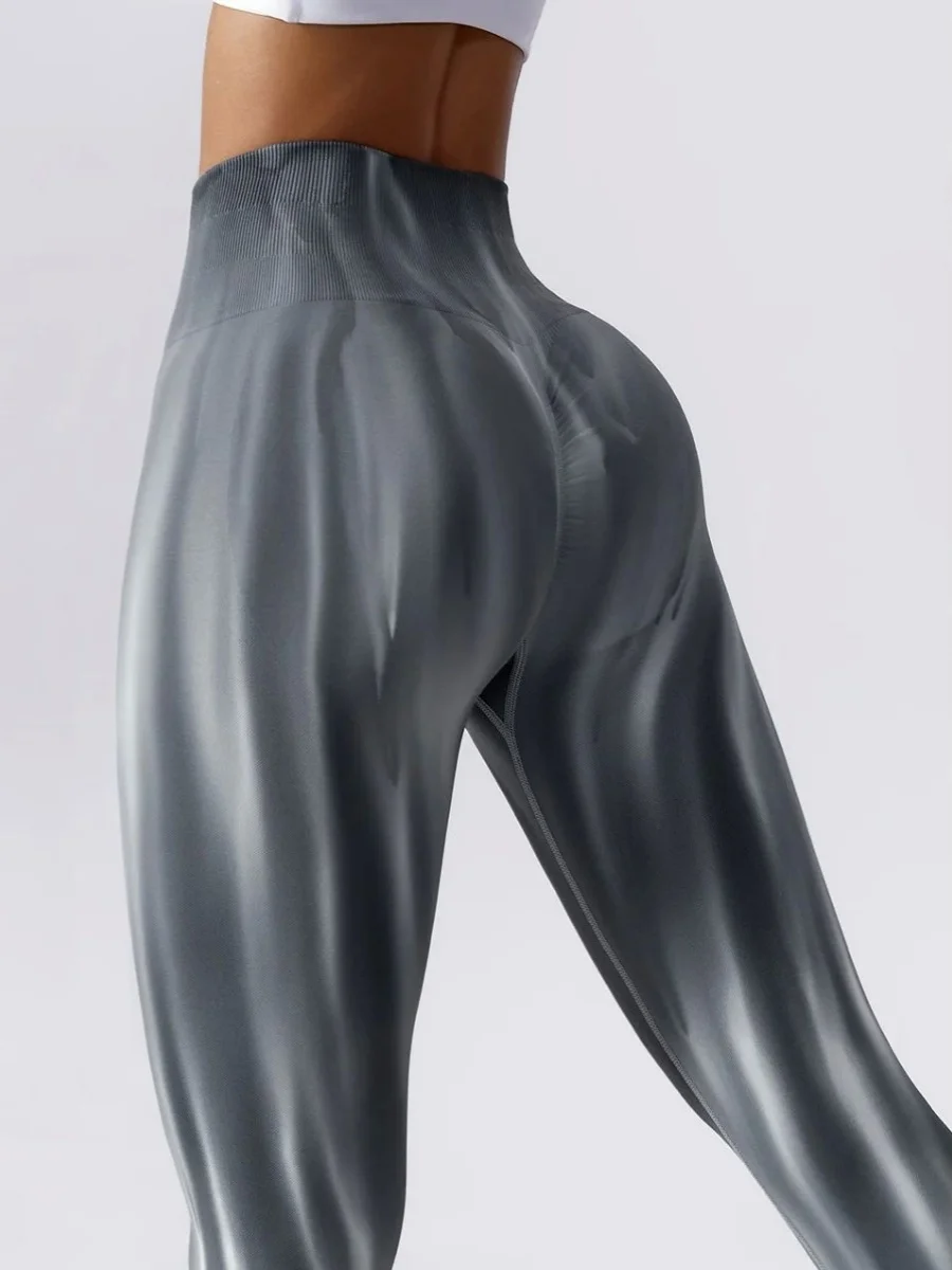 Bedruckte Leggings mit hoher Taille für Damen, enge Passform, Basisschichthose, Street Sle Dyed, hohe Taille, lange Hose, Freizeithose