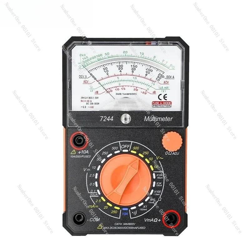 7244 New Version Analog Digital Multimeter DC AC Resistance Meter Diode Test Multimeters Small Multimeter