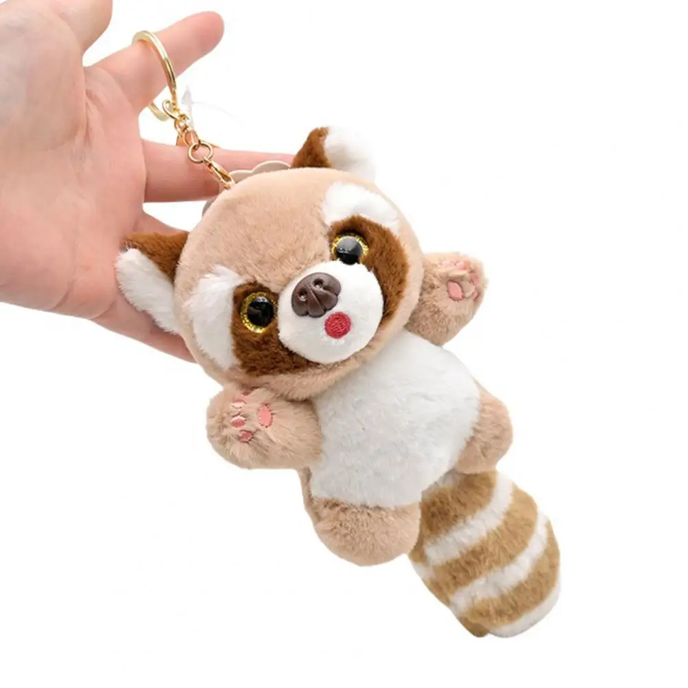 Keychain Pendant Bag Accessories Adorable Raccoon Keychain 3d Eyes Long Tail Plush Doll for Girls' Backpack Decoration Soft