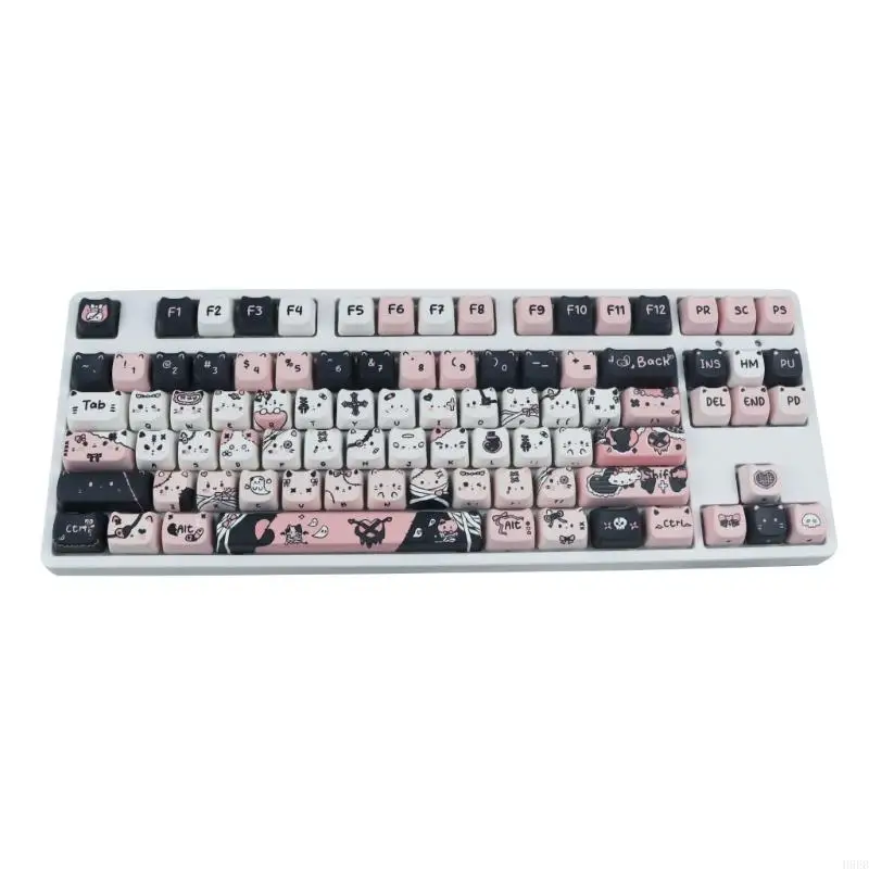 H9EB PBT Keycap for 61 87 96 98 104 108 Keycap Featuring Unique Cats Heads For Cats Lovers Seekings Fun Keyboards Upgrades