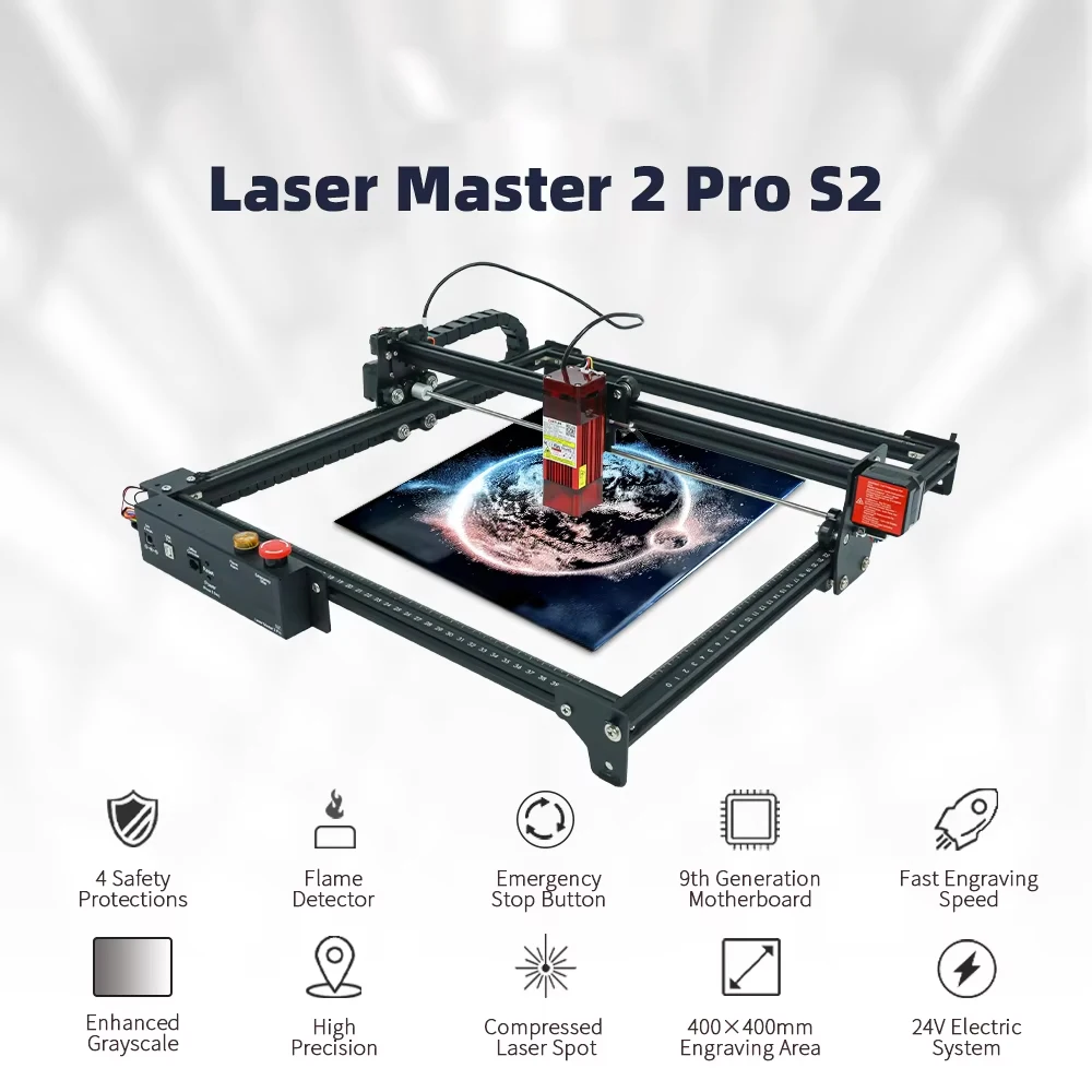 La ser Master 2 Pro S2 Laser Engraver DIY La ser Marking for Metal with 32-bit Motherboard 400*400mm Area Large Engraving