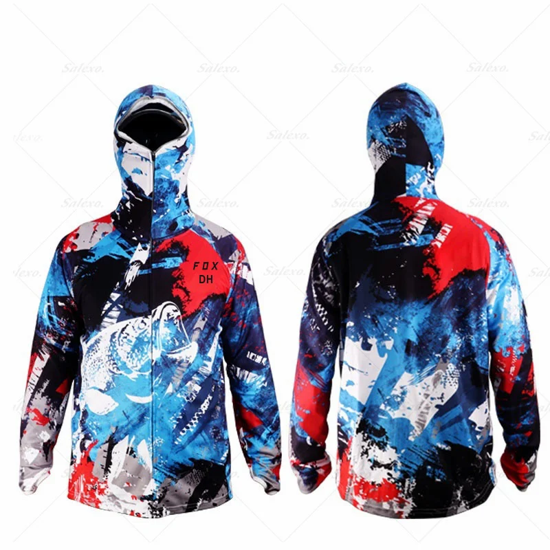 2025 Fishing Shirt Jacket Ice Silk Quick Dry Sports Clothing Sun Protection Face Neck Anti-uv Breathable Fishing Hooded Clothes
