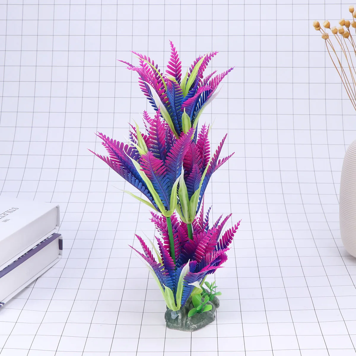 

Artificial Water Plants Fake Aquatic Plant Coconut Palm Fish Tank Ornament Purple Blue Lifelike Realistic Safe Fresh Saltwater