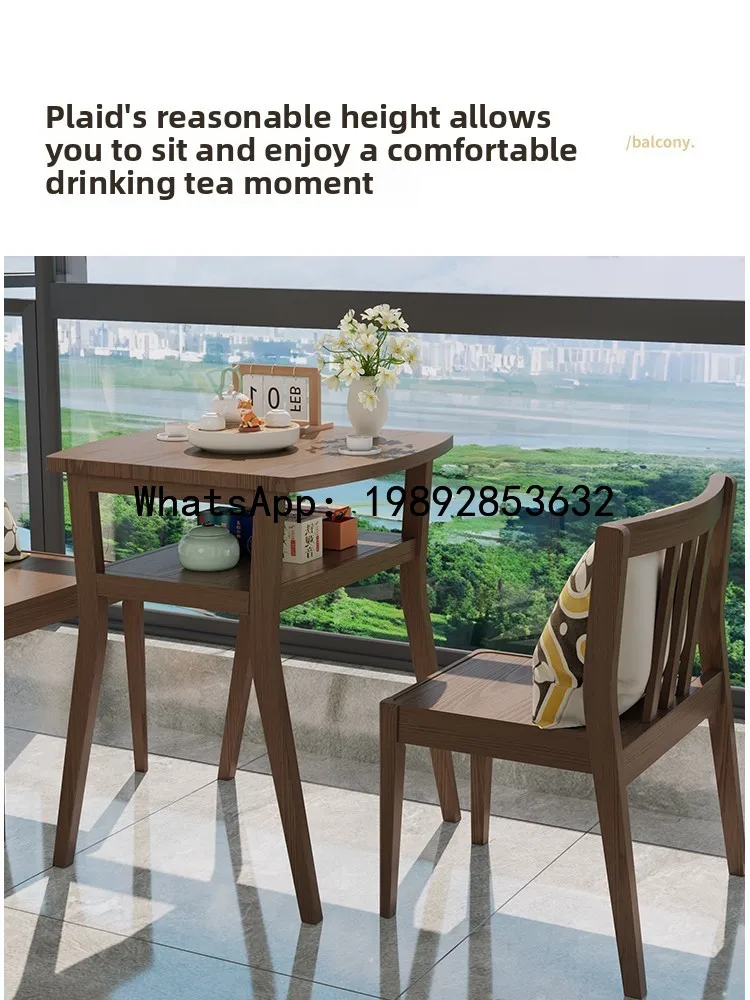 

B-3 solid wood balcony small table and chair three-piece leisure table and chair combination tea table