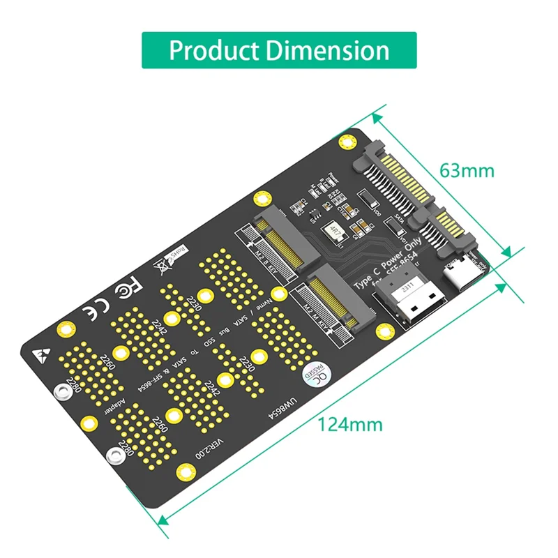 

A42Z-2 In 1 Combo M.2(NGFF) Nvme SSD/SATA-Bus SSD To SFF-8654 And SATA Adapter