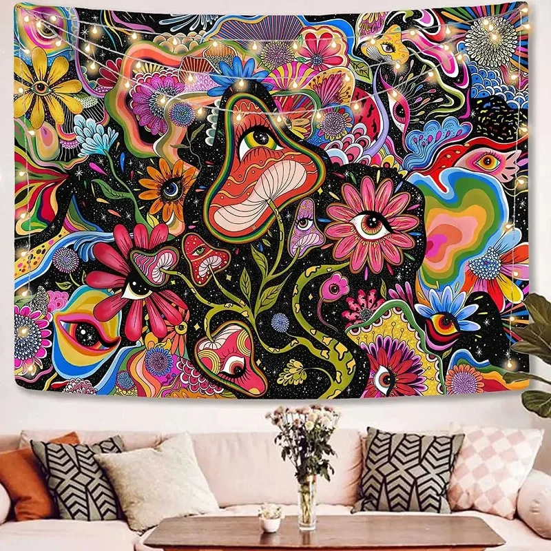 

Psychedelic Tapestry Mushroom Tapestry Trippy Tapestry Colorful Hippy Eye tapestries Wall Hanging for Bedroom Wall Art Decor