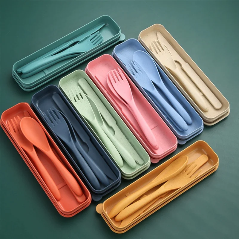 ABWR-8 Sets Reusable Cutlery Portable Cutlery Travel Utensil Set With Case, Spoon Knife Fork
