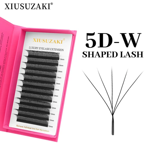 XIUSUZAKI 5D W pestañas negro marrón prefabricado Fans extensiones de pestañas Natural suave volumen Individual pestañas postizas herramientas de maquillaje