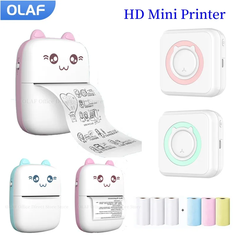 Portable Thermal Printer Mini Bluetooth Wireless Photo Pocket Thermal Label Printer Makeid Inkless Multi-funtion HD Miniprint
