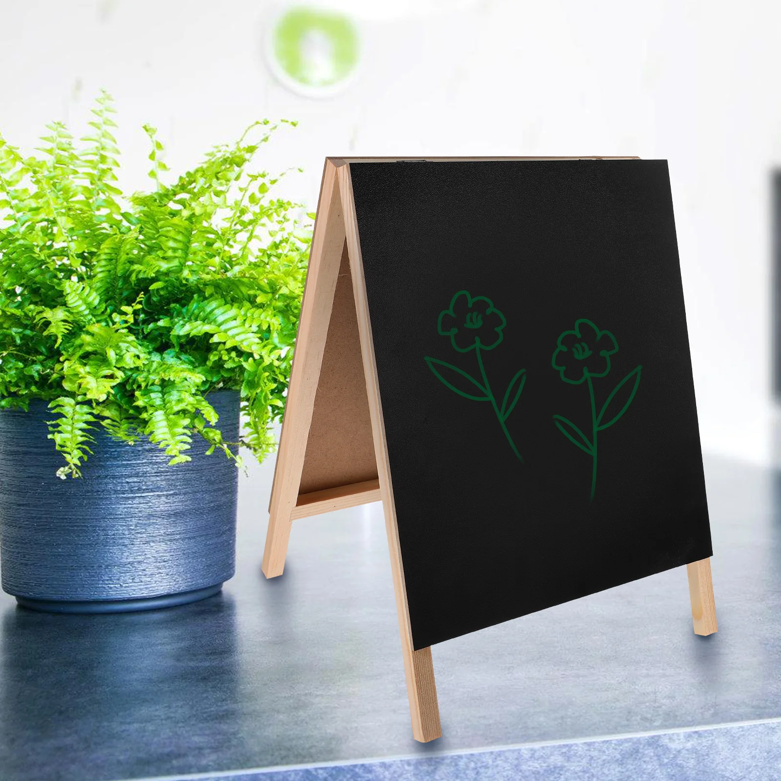 Wooden Foldable Multi-Function Desktop Message Board Small Blackboard Sign For Shop Home Office Erasable Writing Board Free