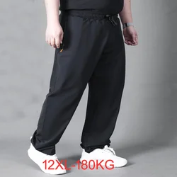 Summer men ice silk pants sports geometry sweatpants plus size 8XL 12XL 14XL 15XL loose out door work out casual pants gym