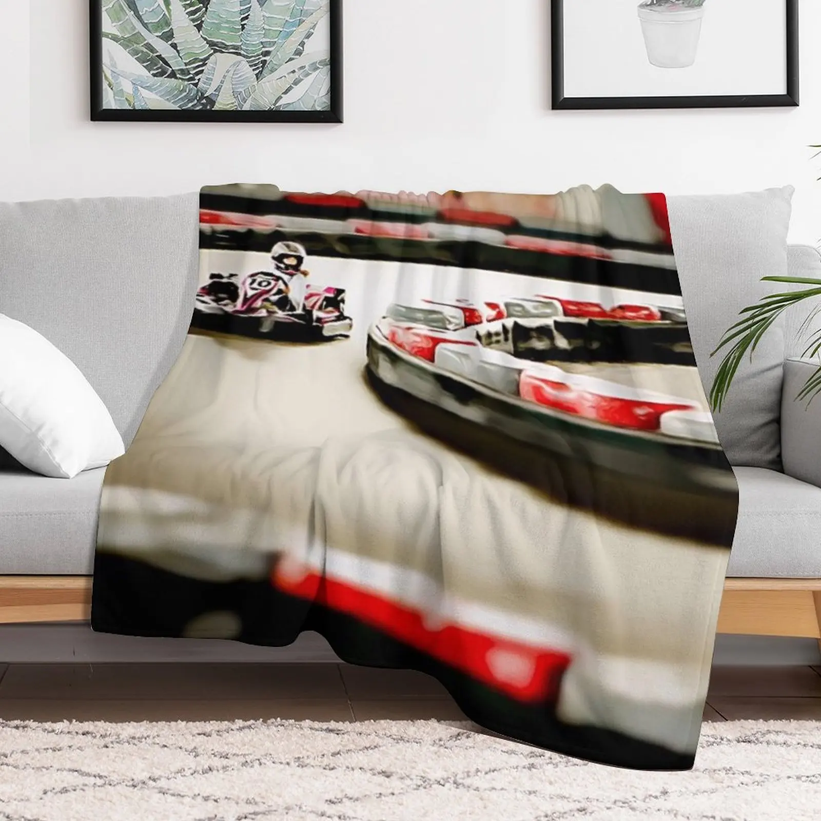 Go-kart ride in the indoor karting track DressMeUnique Throw Blanket Thermal Travel Blankets