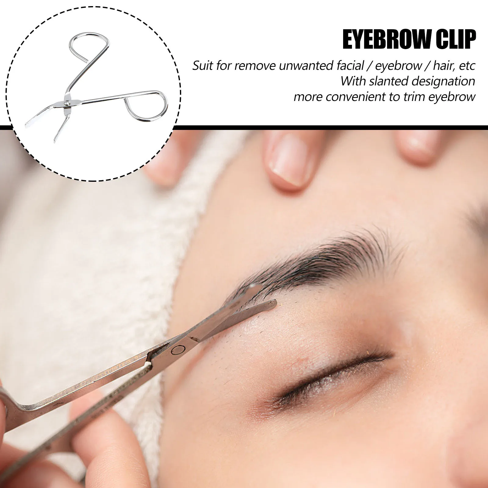 Pinça de sobrancelha de aço inoxidável, ponta inclinada, removedor de pelos faciais, prata, 8.5cm, ferramenta de artesanato, acessório, cor prata