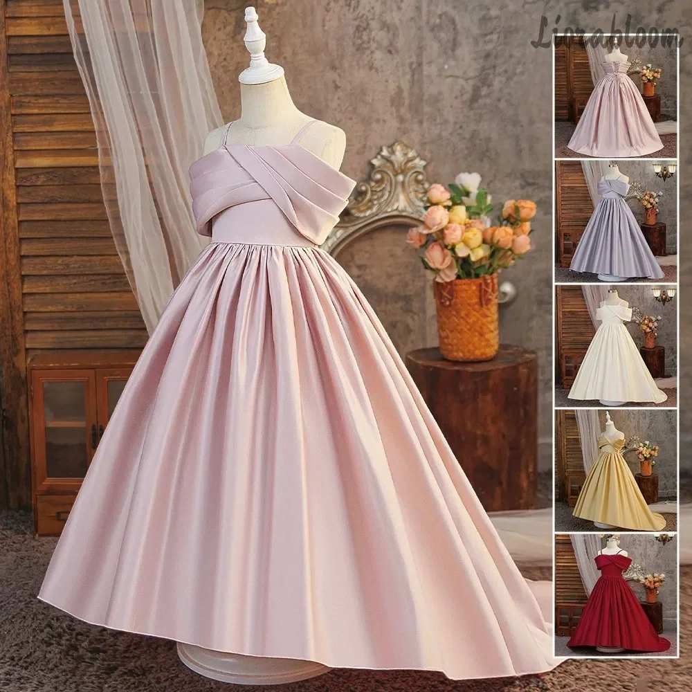 

Colorful Formal Princess Dress Strappy Sundress Adorable Flower Girl Dress Off-Shoulder Party Gown Elegant Formal Wear