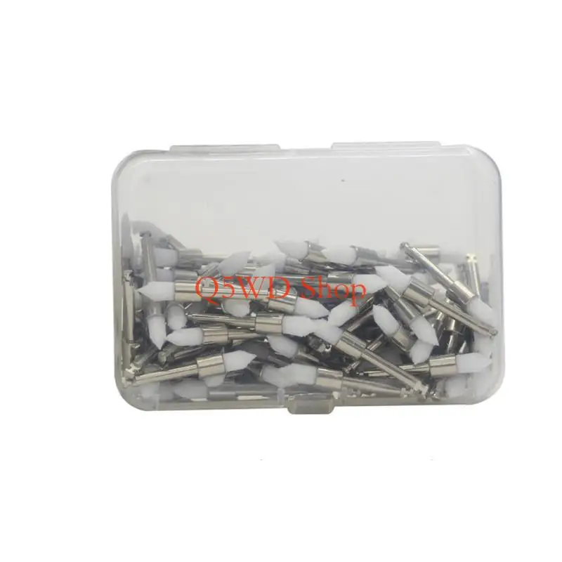 Q5WD 100Pcs Teeth Polishing Brushes Metal Handle Nylon Tips Brush For Dentists Use